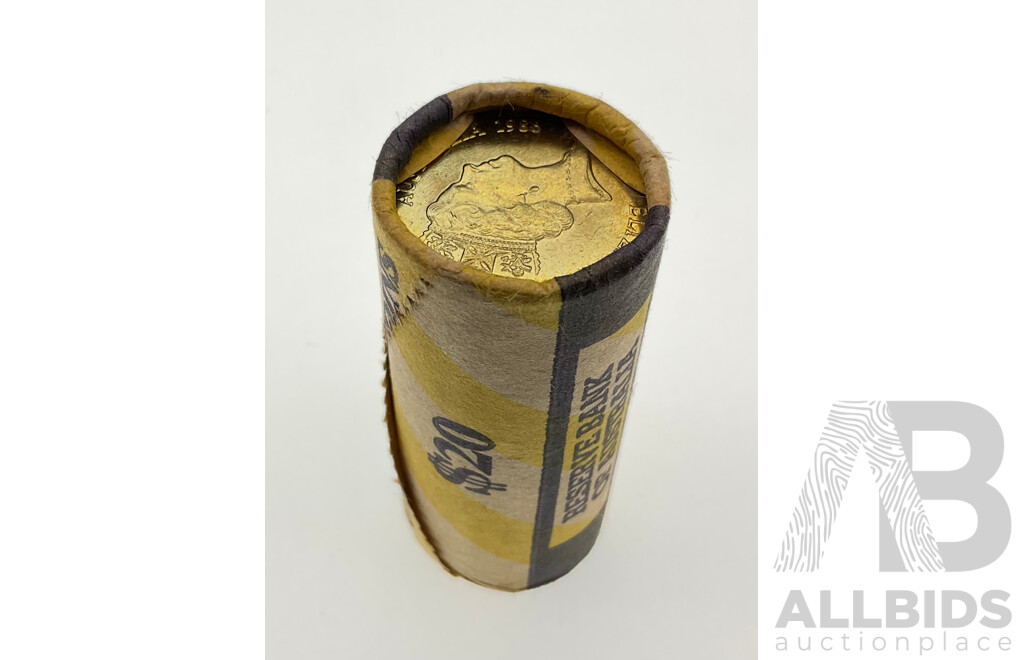 Australian RBA 1986 UNC One Dollar Coin Roll, International Year of Peace