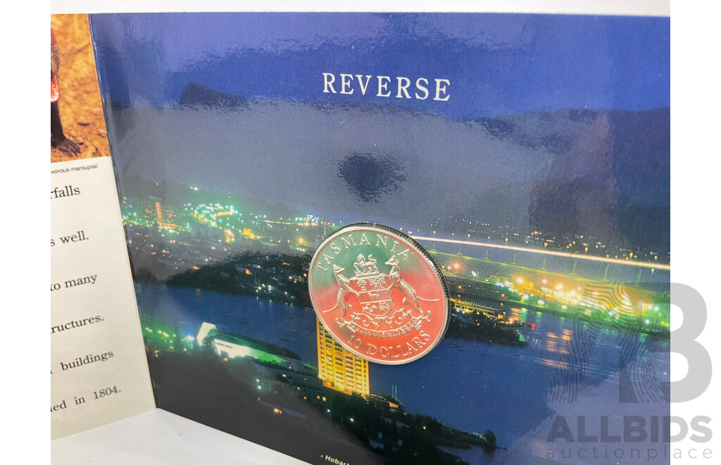 Australian RAM 1991 Silver Ten Dollar Coin, State Series Tasmania .925