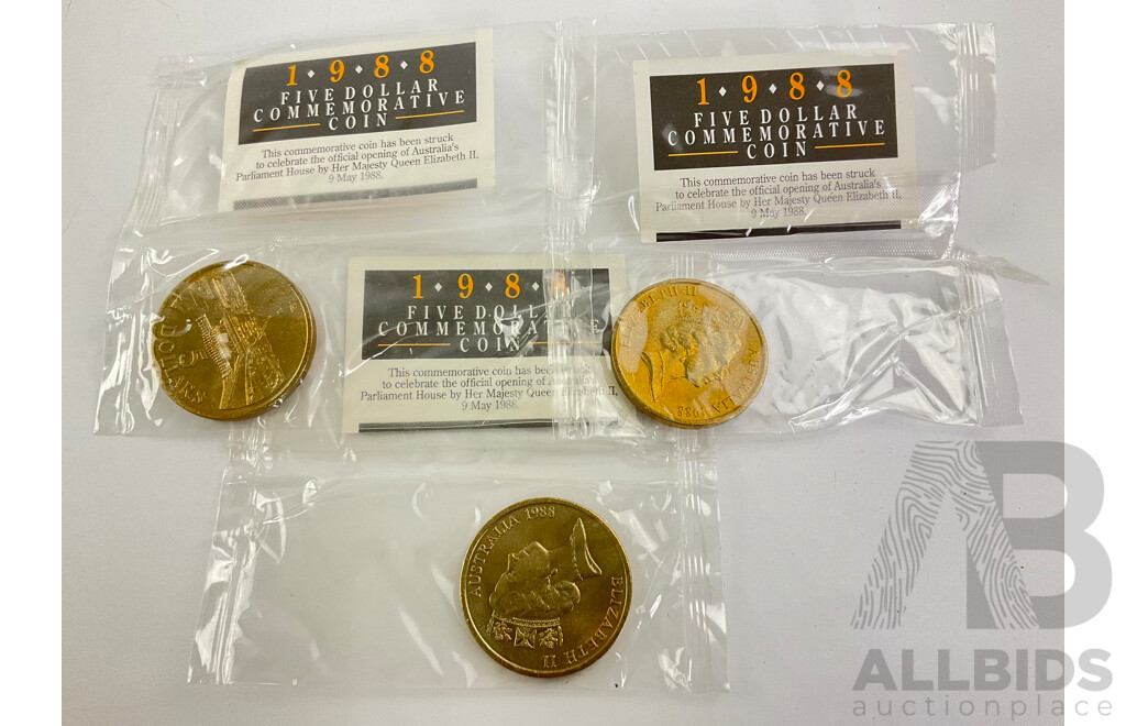 Three Australian 1988 UNC Commemorative Ten Dollar Coins, Parliament House Opening