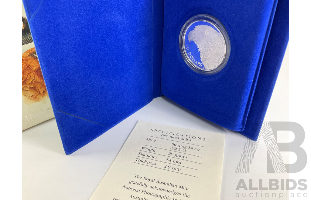 Australian RAM 1994 Silver Proof Ten Dollar Coin, Birds of Australia, Wedged-Tail Eagle .925