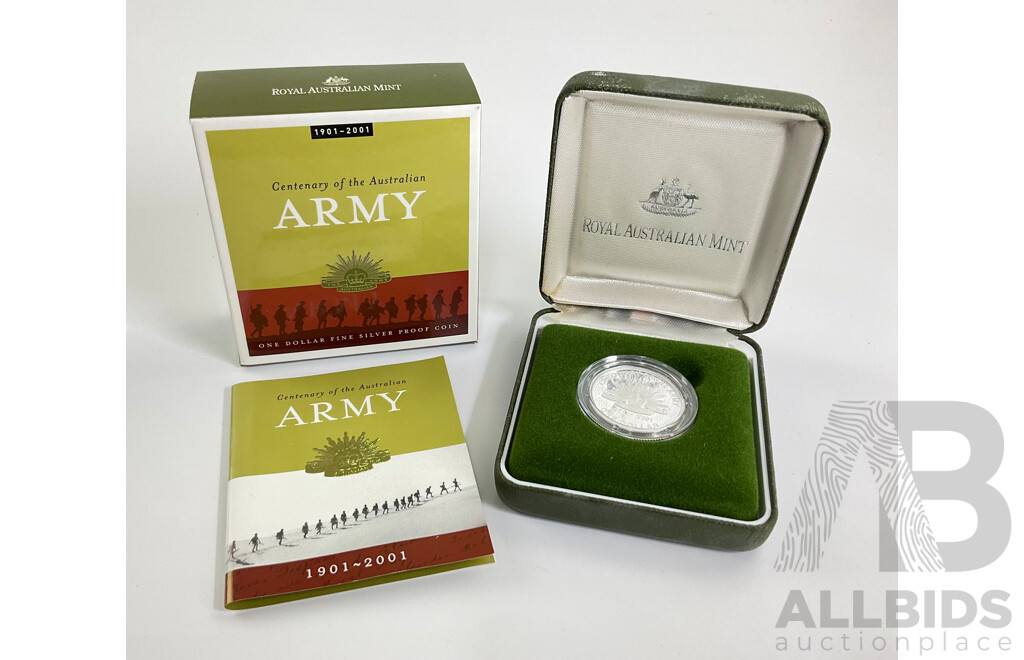 Australian RAM 2001 Silver One Dollar, Centenary of the Australian Army .999