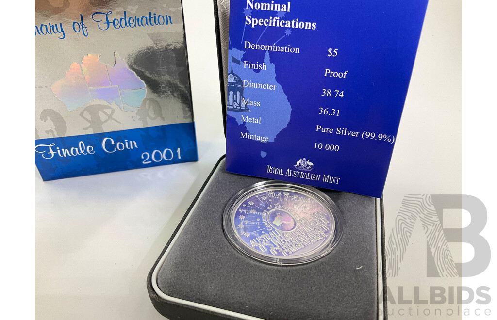 Australian RAM 2001 Silver Proof Five Dollar, Centenary of a Federation .999