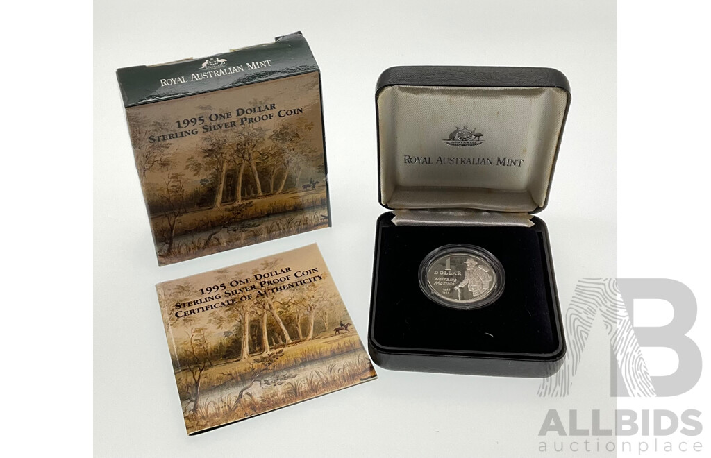Australian RAM 1995 Silver Proof One Dollar Coin, Waltzing Matilda .925