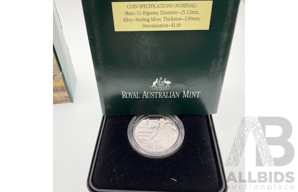 Australian RAM 1995 Silver Proof One Dollar Coin, Waltzing Matilda .925
