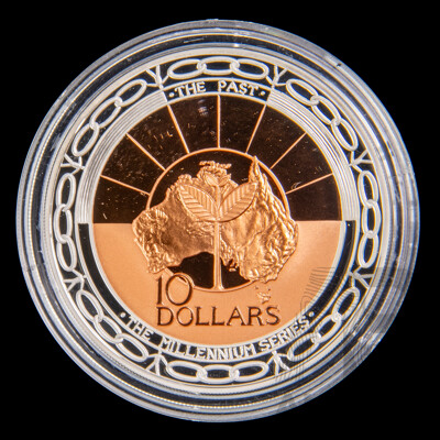 Australian RAM 1999 Silver/Copper Proof Ten Dollar Coin, Millennium Coin Series 'The Past' .999