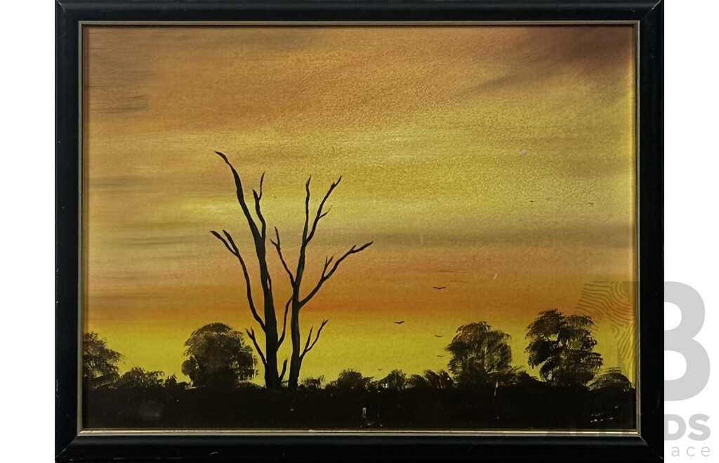 Sandra Gorham, (20th Century), Sunset, Vintage Oil on Masonite, 34 x 43 cm (frame)