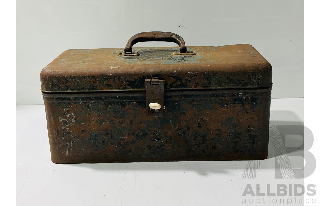 Vintage Toolbox with Several Tools Inside