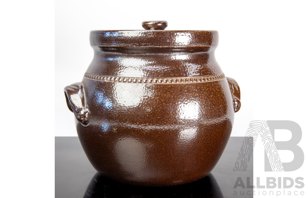 BROKEN by US Vintage Australian Studio Pottery Lidded Canister by Bendigo Pottery