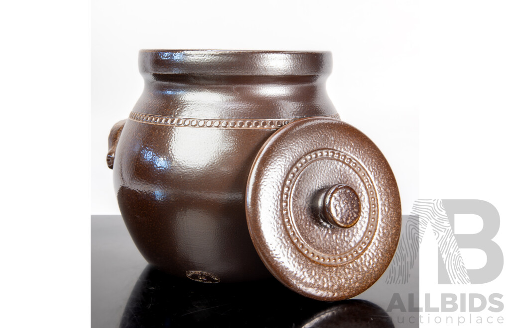 BROKEN by US Vintage Australian Studio Pottery Lidded Canister by Bendigo Pottery