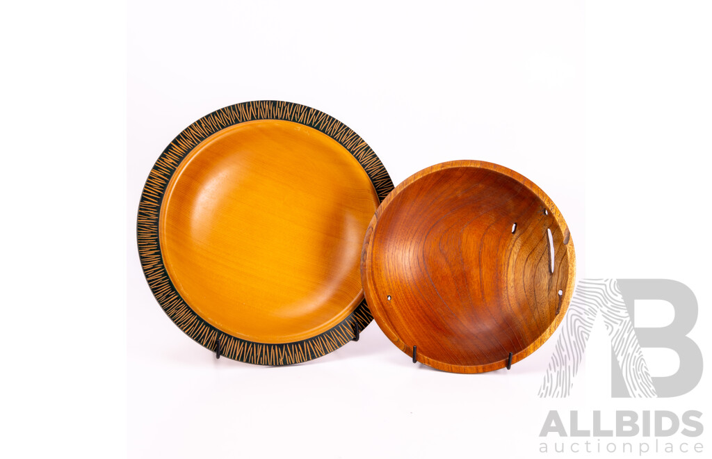 Hand Turned Huon Pine Bowl by Les Fortescue of Captains Flat Along with Cedar Bowl by Ken Graham, ACT