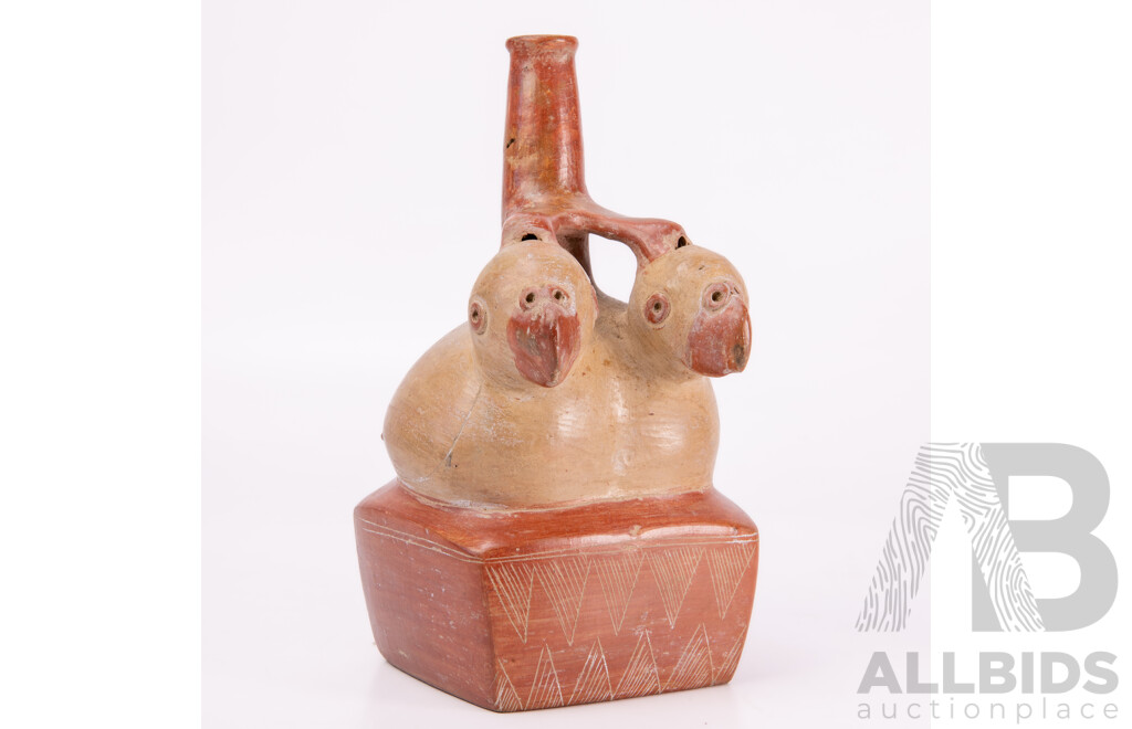South American Pottery Andean Moche Style Stirrup-Spout Vessel