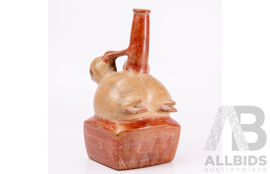 South American Pottery Andean Moche Style Stirrup-Spout Vessel