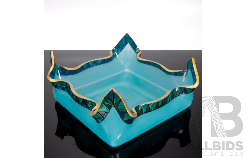 Art Glass Square Form Tissue Dish