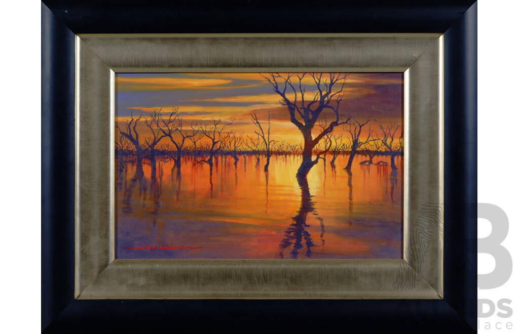 Ian Lewis, (20th Century, Australian), Menindee Lake (2001), Oil on Canvas, 43 x 56 cm (frame)