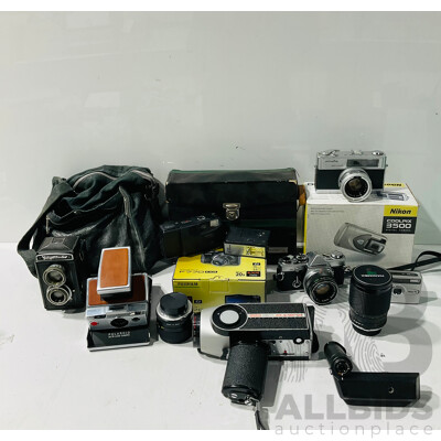 Collection of Vintage and Other Cameras and Camera Equipment Including Viennette Super 8 Video Camera, Polaroid SX-70 Land Kamera