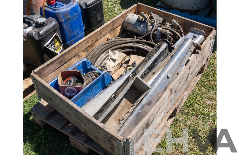 Pallet Containing Hydraulic Pump, Hoses & Brackets ETC