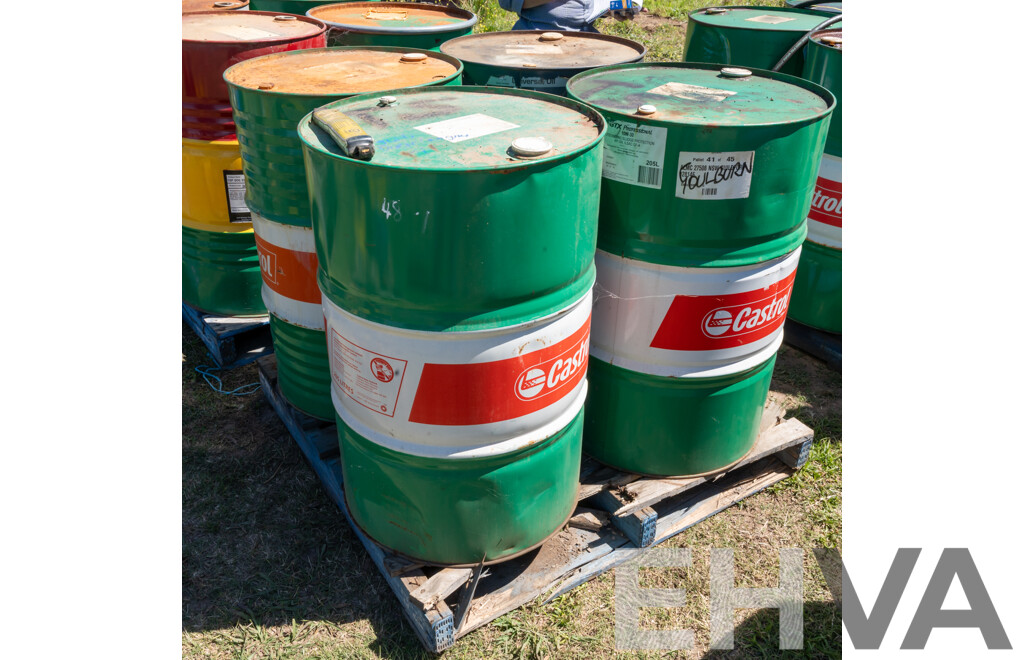 Pallet Containing Drums Assorted Engine Oil 15W40, 10W40, ATF DEXIII & Massey Ferguson Universal Oil 20W40