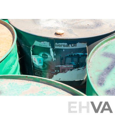 Pallet Containing Drums Assorted Engine Oil 15W40, 10W40, ATF DEXIII & Massey Ferguson Universal Oil 20W40