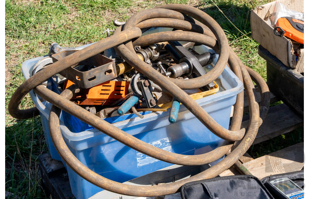 Pallet Containing Various Power Tools, Hoses, Fittings, Tools, Tap & Dye ETC