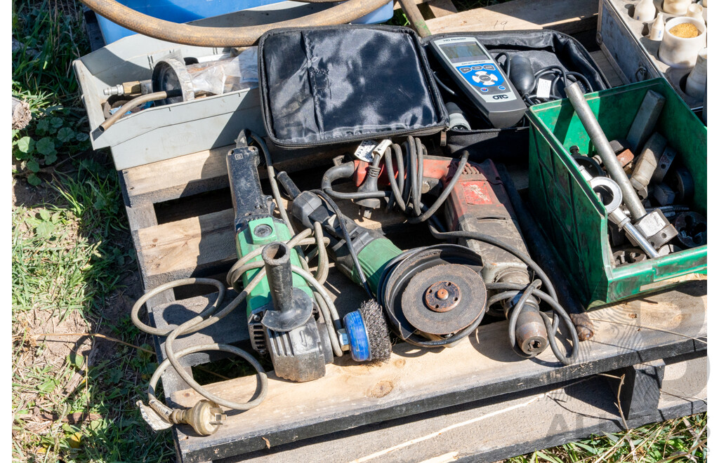 Pallet Containing Various Power Tools, Hoses, Fittings, Tools, Tap & Dye ETC