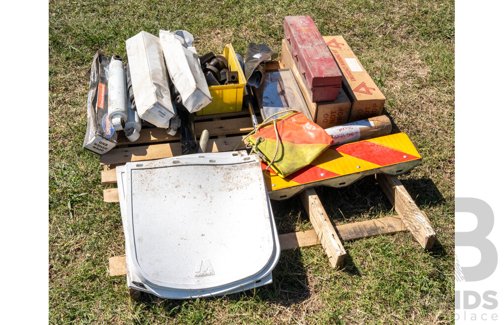 Pallet Containing Mud Flaps, Safety Reflectors & Shock Absorbers ETC