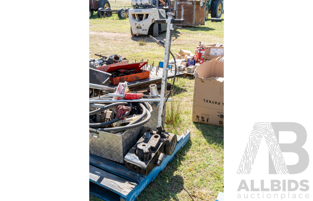 Pallet Containing Jack, Pump Hoses & Fittings ETC