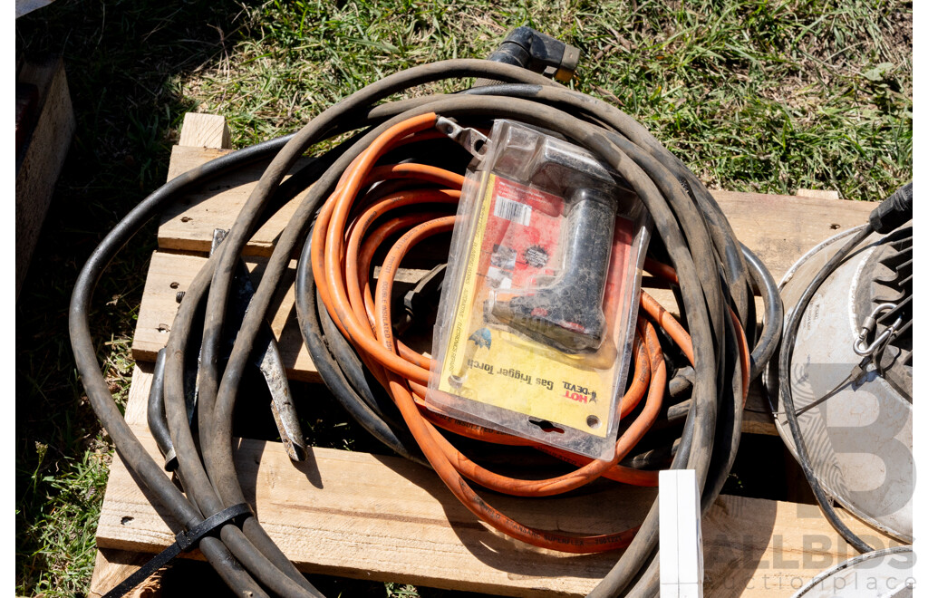 Pallet Containing Various Monitors, Spotlights, Welding Leads & Gas Torch ETC