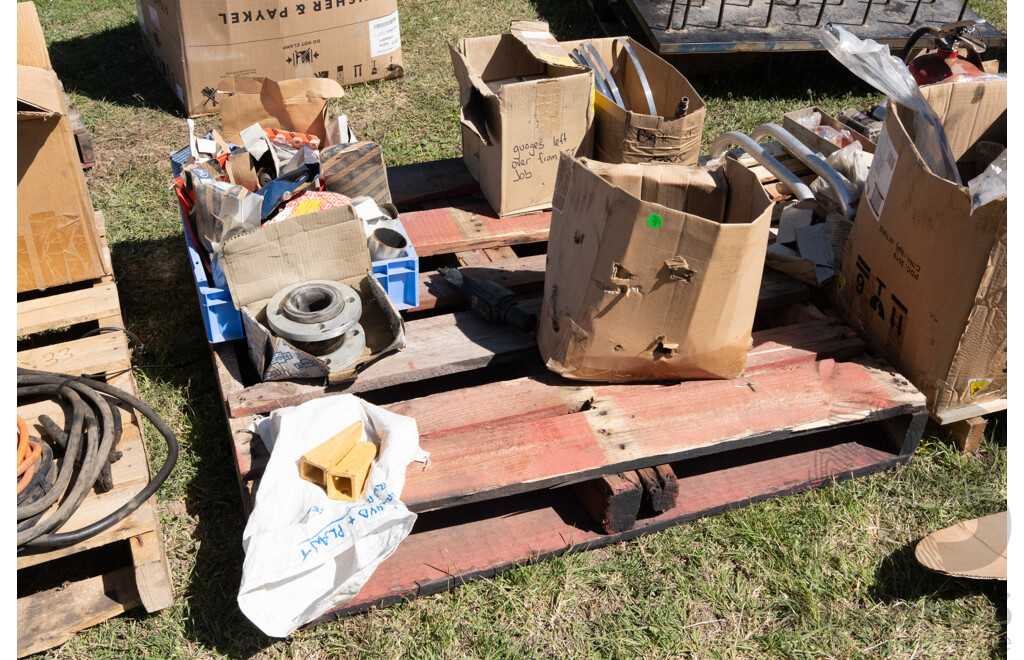 Pallet Containing Various Earth Moving Bucket Teeth, Bearings, Gauges & Filters ETC