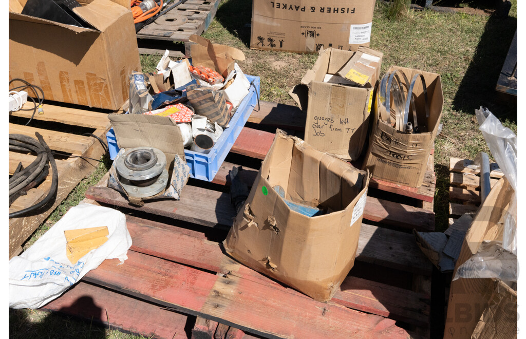 Pallet Containing Various Earth Moving Bucket Teeth, Bearings, Gauges & Filters ETC