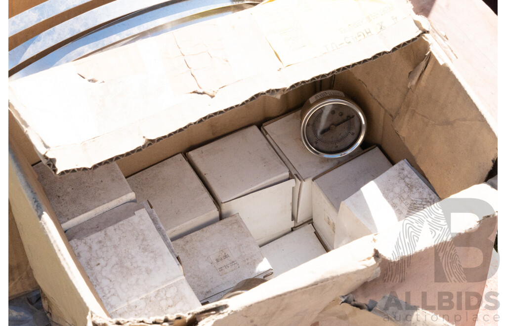 Pallet Containing Various Earth Moving Bucket Teeth, Bearings, Gauges & Filters ETC