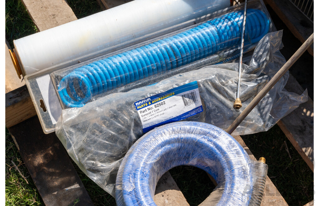 Pallet Containing Ingersoll Rand Air Compressor & Various Sized Hoses to Suit