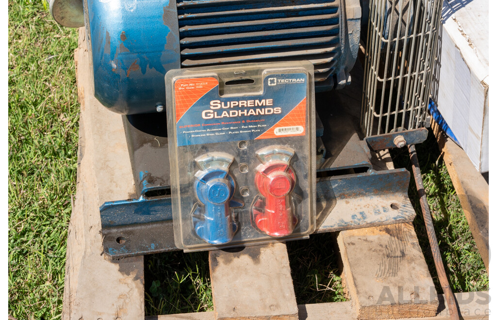 Pallet Containing Ingersoll Rand Air Compressor & Various Sized Hoses to Suit