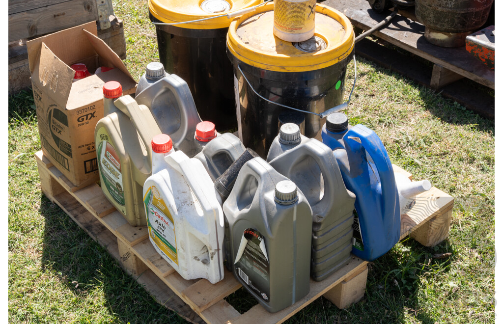Pallet Containing Assorted Motor Oil, Coolant & Transmission Fluid ETC