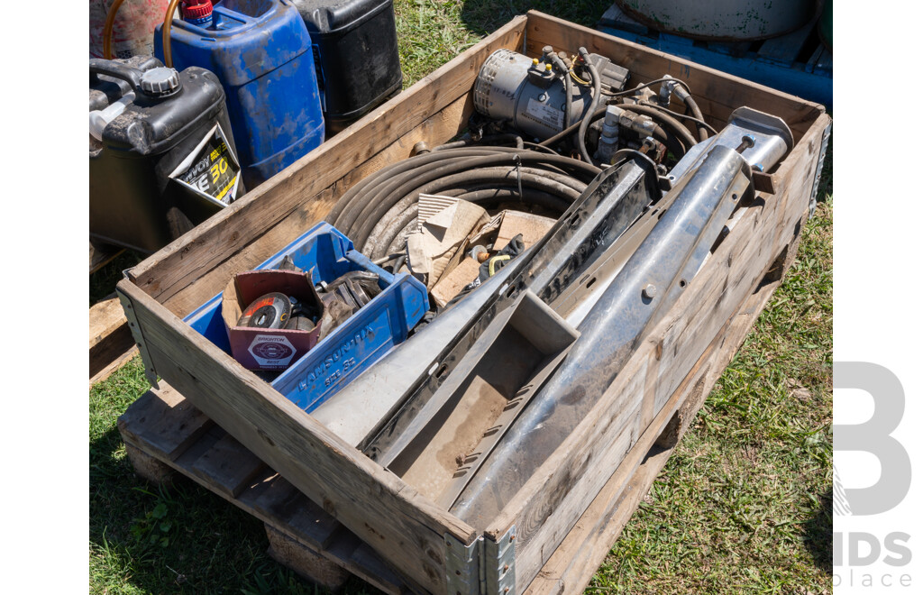 Pallet Containing Hydraulic Pump, Hoses & Brackets ETC
