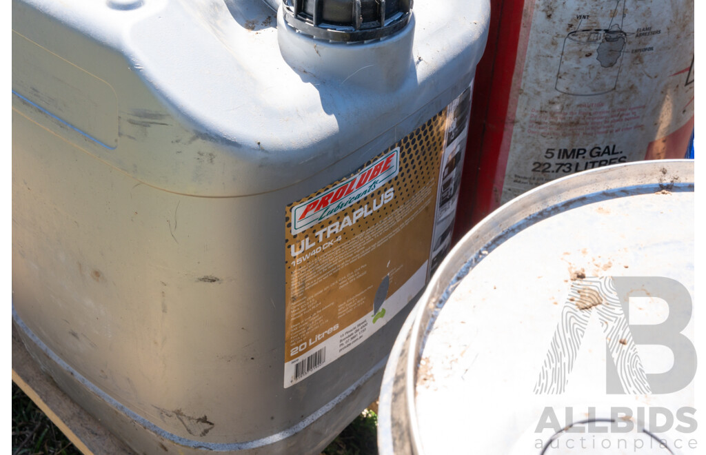 Pallet Containing Drums, Hand Pumps, Oils & Lubes ETC