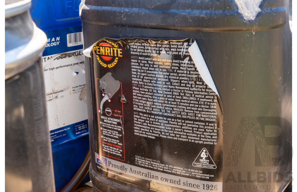 Pallet Containing Drums, Hand Pumps, Oils & Lubes ETC
