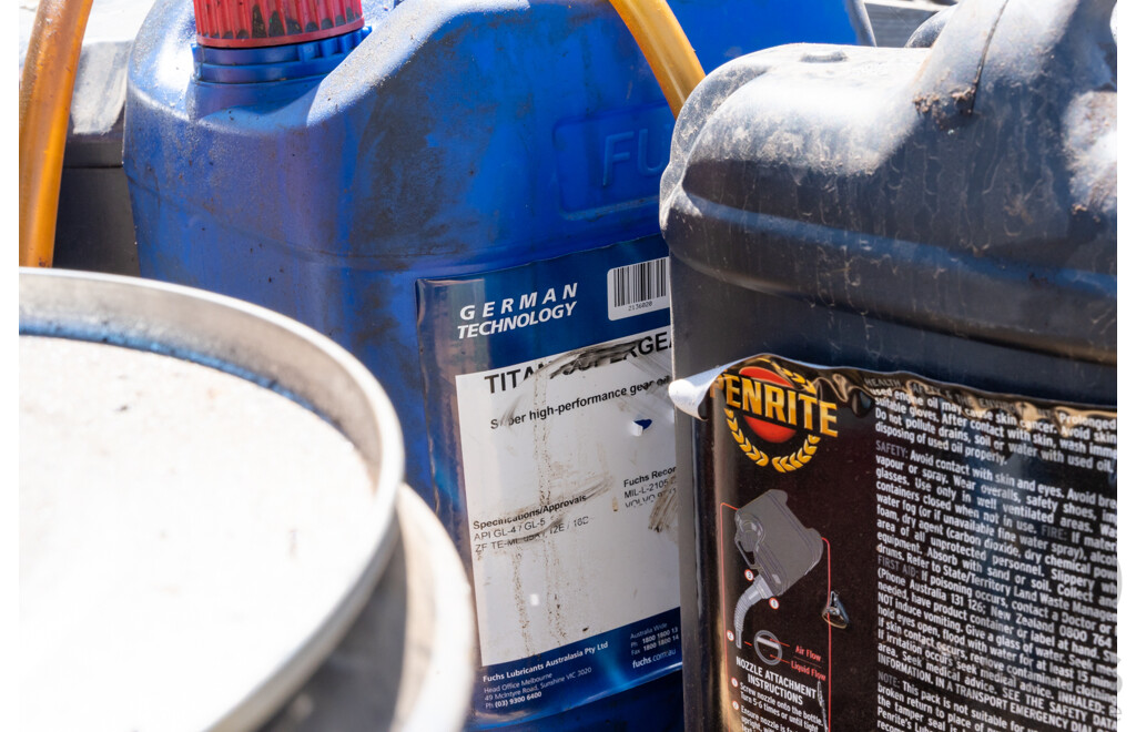 Pallet Containing Drums, Hand Pumps, Oils & Lubes ETC