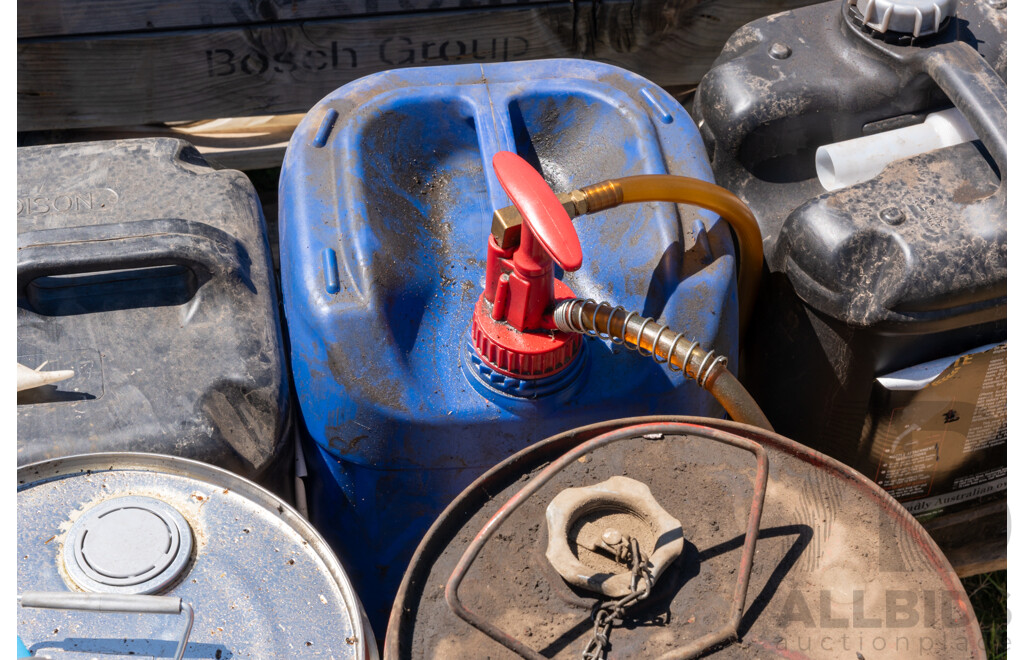 Pallet Containing Drums, Hand Pumps, Oils & Lubes ETC