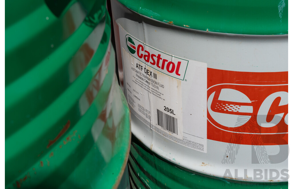 Pallet Containing Drums Assorted Engine Oil 15W40, Grease, ATF DEXIII & Coolant, Various Levels