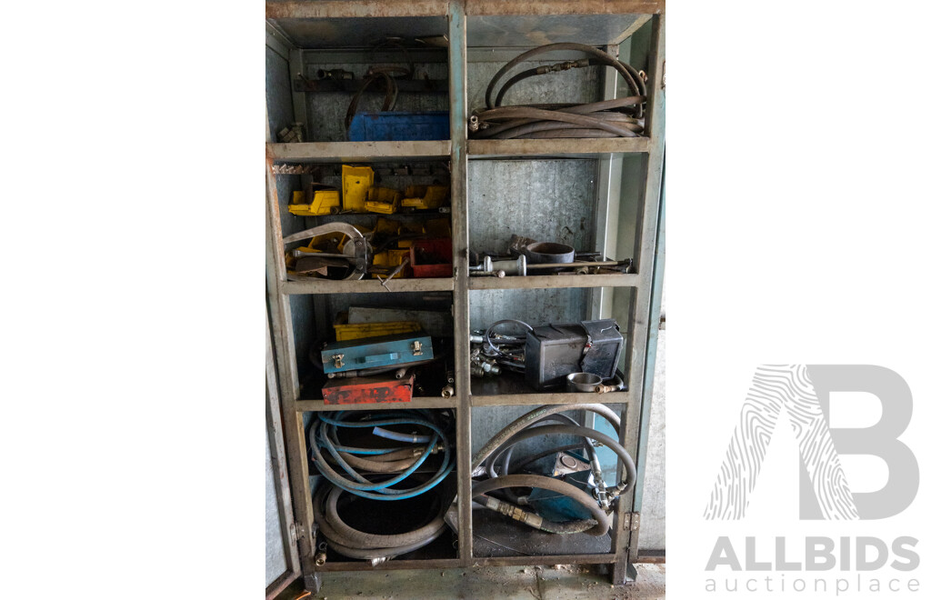 Industrial Metal 2 Door Cabinet Containing Hydraulic Testing Equipment