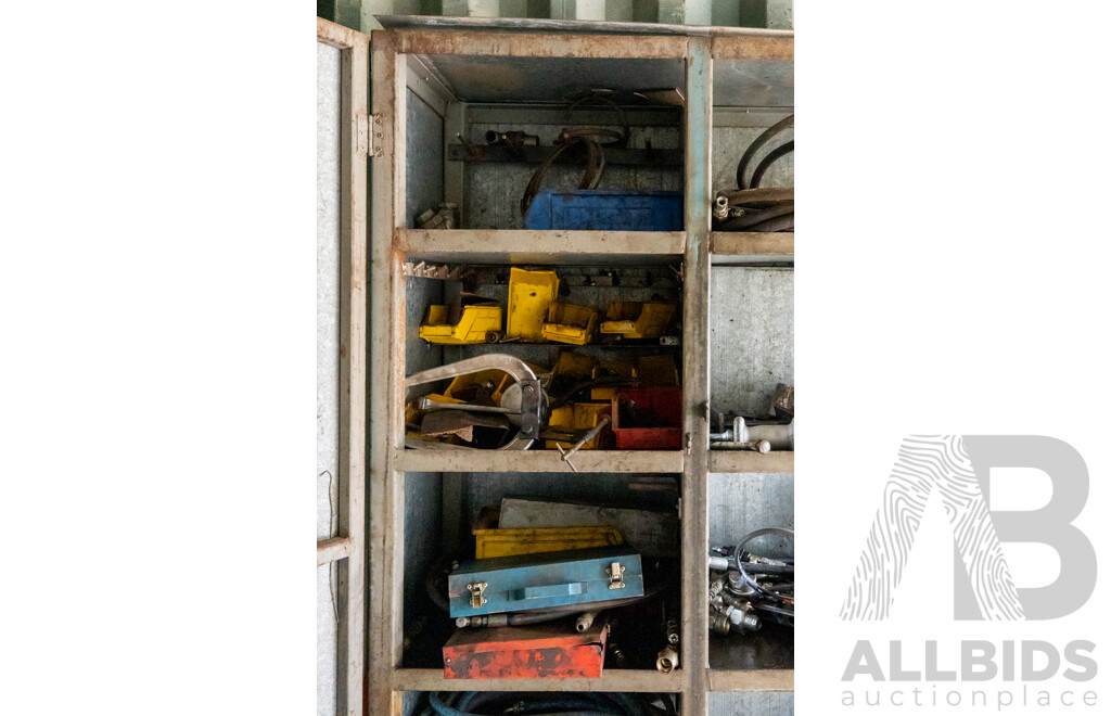 Industrial Metal 2 Door Cabinet Containing Hydraulic Testing Equipment