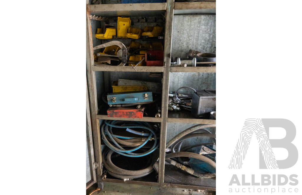Industrial Metal 2 Door Cabinet Containing Hydraulic Testing Equipment