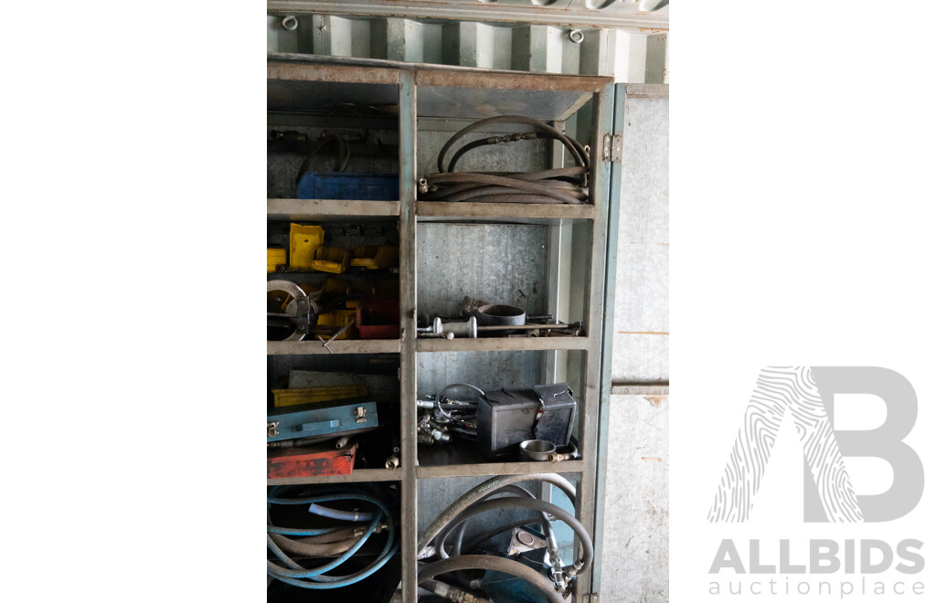 Industrial Metal 2 Door Cabinet Containing Hydraulic Testing Equipment