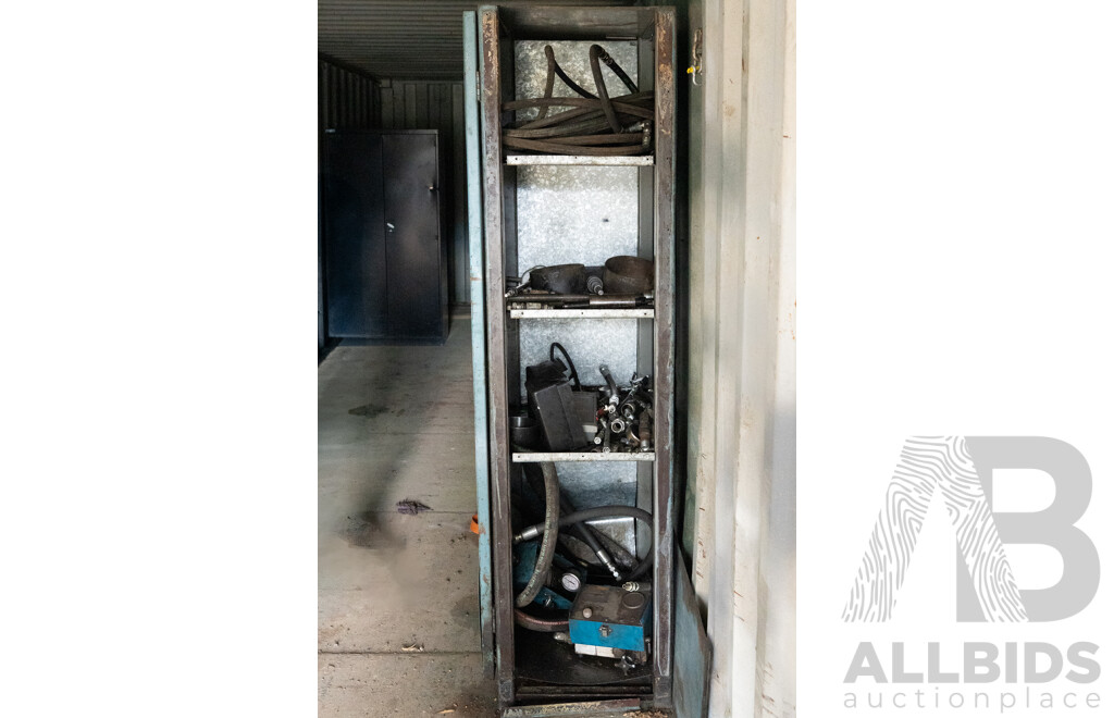Industrial Metal 2 Door Cabinet Containing Hydraulic Testing Equipment