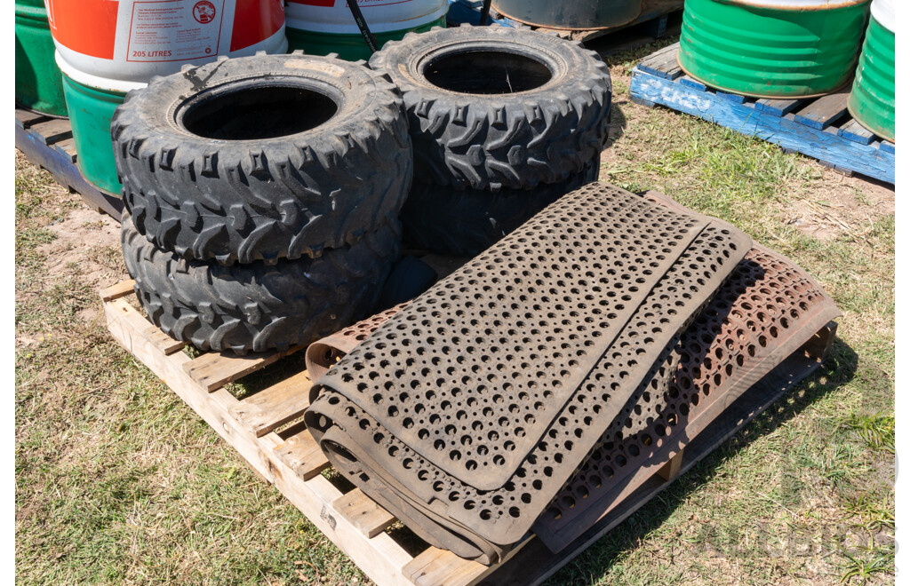 Pallet Containing Quantity of Anti Slip Floor Mats & Quantity of 4, ATV Tyres ETC