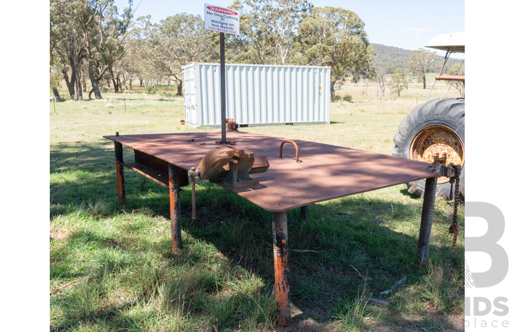 Steel Workshop Bench with Attachments Included 