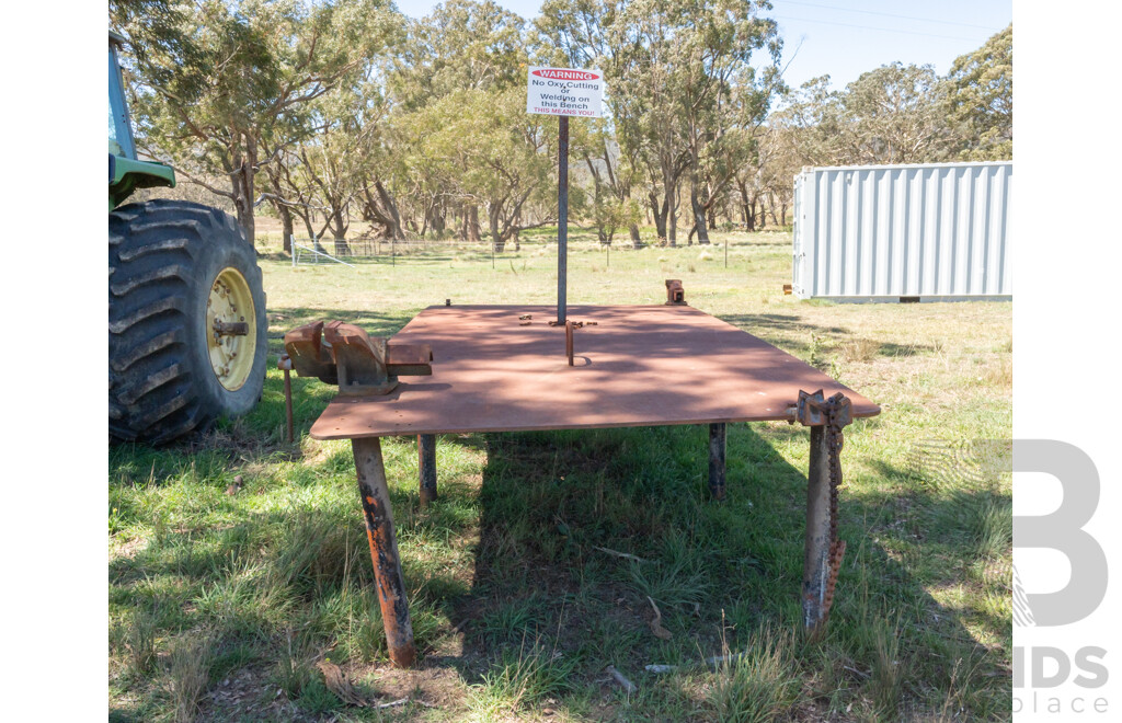 Steel Workshop Bench with Attachments Included 