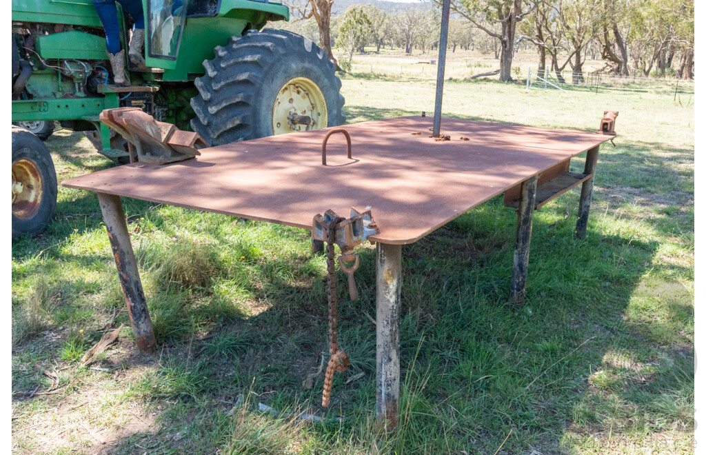 Steel Workshop Bench with Attachments Included 