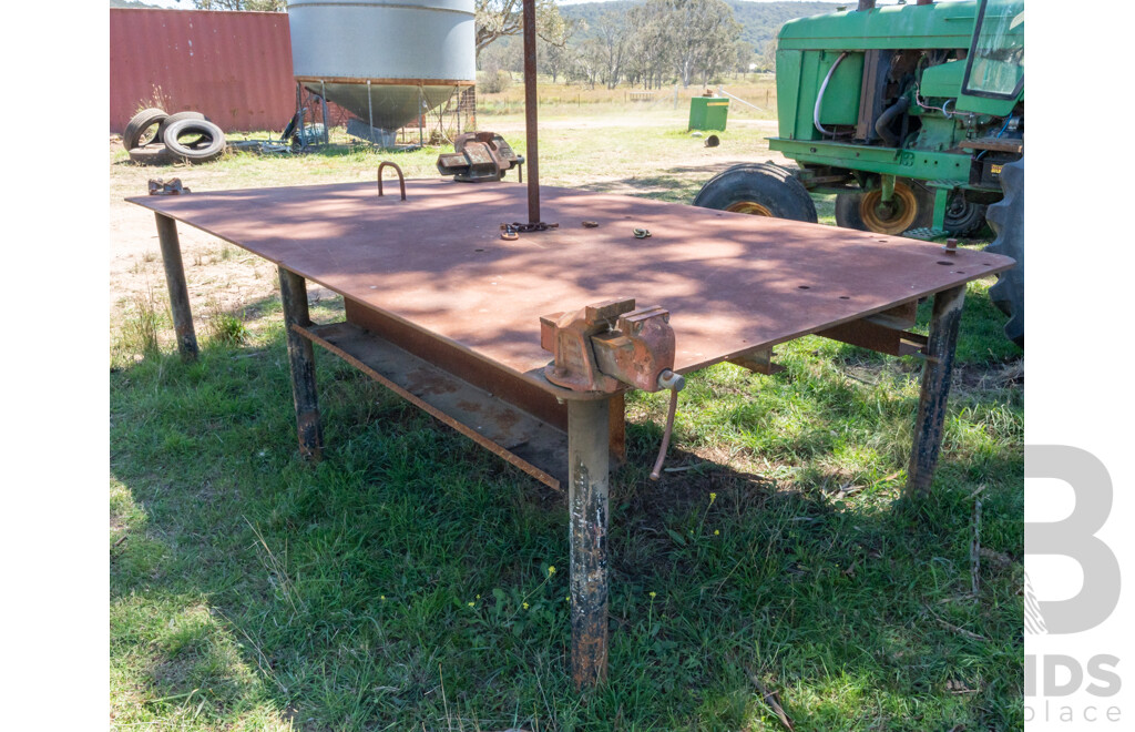 Steel Workshop Bench with Attachments Included 