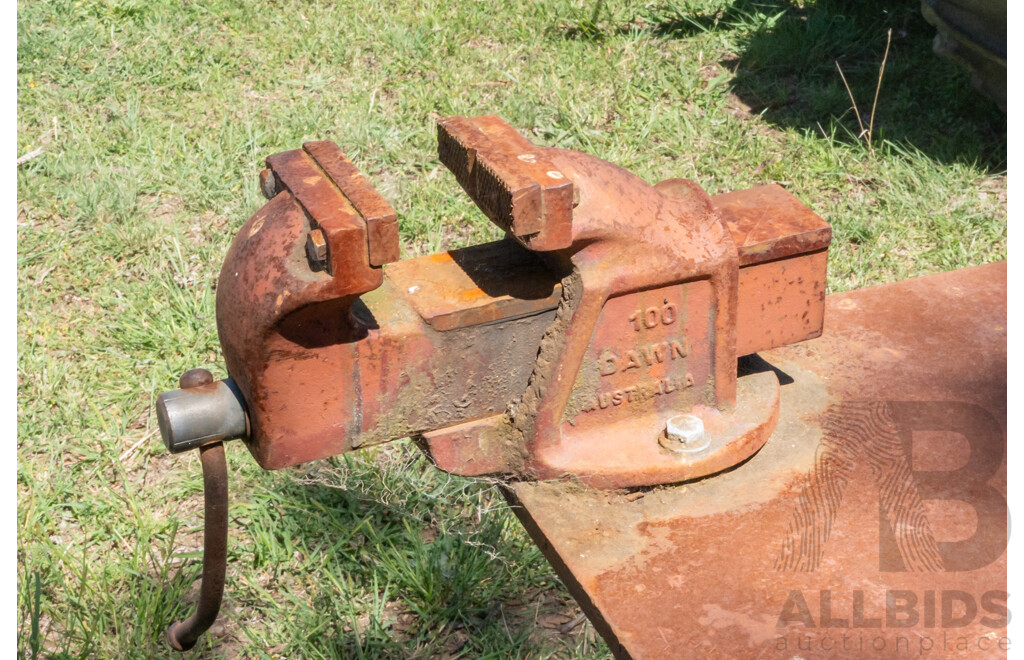 Steel Workshop Bench with Attachments Included 